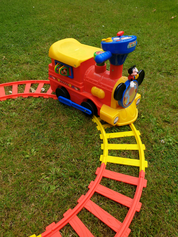 mickey mouse ride on train with track